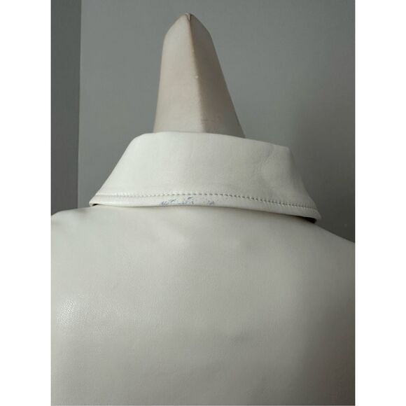 Cinq A Sept Button Front Tailored Fit Vegan Leather Canyon Jacket Ivory Sz 4 $49 - Picture 10 of 15